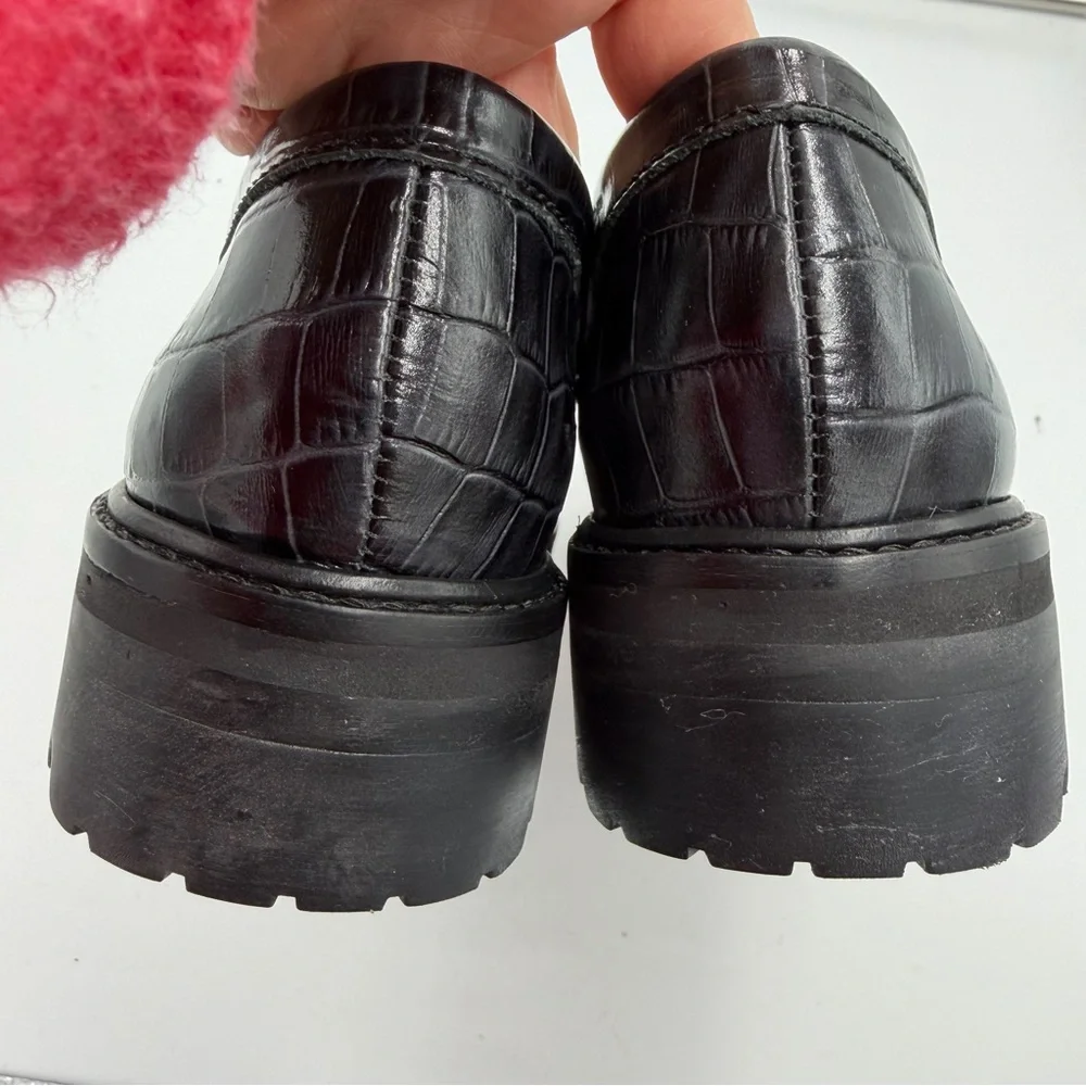 NEW Everlane Black‎ Crocodile Leather Chunky Lug Sole Loafer in Size 10